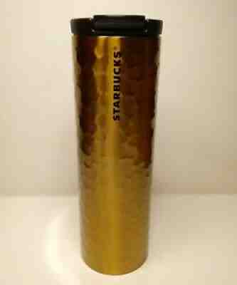 STARBUCKS 2012 Hammered Gold Stainless Steel Tumbler Travel Cup Limited Ed. 16oz - Sold on eBay Jul 07, 2021 for $13.95