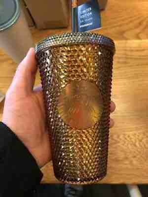 Starbucks Gold Copper Studded Tumbler 16 oz 50th Anniversary Limited Edition 21 - Sold on eBay Jul 07, 2021 for $29.98