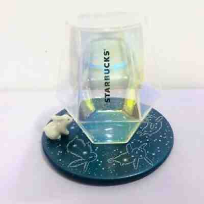 Starbucks Glass Water 14oz.Bunny Starry Night Saucer Blue - Sold on eBay Sep 04, 2021 for $62.00