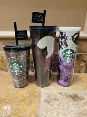 Starbucks Limited Edition Halloween 2021 Glow in the Dark Lot of 3 cups cat - Sold on eBay Sep 04, 2021 for $180.00