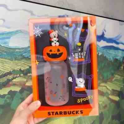 Starbucks 2020 China Happy Halloween Pumpkin Cup Lid & 12oz Glass Tumbler Set - Sold on eBay Jul 27, 2021 for $79.99