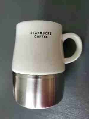 Starbucks Coffee Mug w Stainless Bottom 14oz 2004 White Ceramic Metal Cup No Lid - Sold on eBay Jun 27, 2021 for $18.98