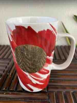Starbucks 2014 Red Watercolor Gold Dot 16 Fl Oz Coffee Mug Tea Cup Ceramic Round - Sold on eBay Aug 30, 2021 for $12.75