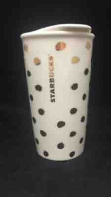 Starbucks White Gold Dot Ceramic Coffee Mug Travel Tumbler 2014 Grande - Sold on eBay Jul 09, 2021 for $8.00