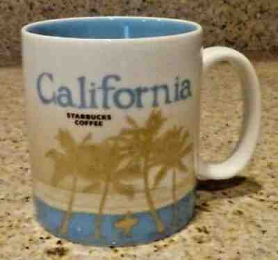 STARBUCKS COLLECTOR SERIES CALIFORNIA 16 OZ COFFEE MUG 2009 SURFING BLUE WHITE - Sold on eBay Sep 10, 2021 for $9.00