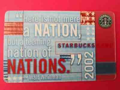 STARBUCKS CARD 2002 " NATION OF NATIONS~WALT WHITMAN " RARE~ VHTFð??¥GREAT PRICE - Sold on eBay Jul 22, 2021 for $49.95