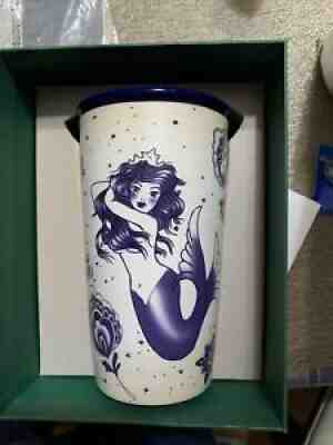 STARBUCKS 2016 Siren MERMAID Sailor TATTOO Ceramic Tumbler 12 oz - Sold on eBay Sep 16, 2021 for $48.00