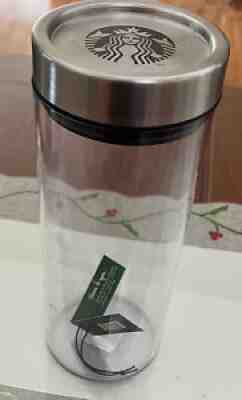 2010 Starbucks Coffee Bean Clear Plastic Canister Mermaid Logo Lid Storage RARE! - Sold on eBay Sep 09, 2021 for $42.00