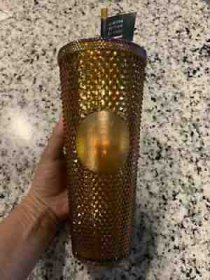 Starbucks 50th Tumbler Copper Studded Venti New Cold Cup 24 Oz - Sold on eBay Sep 03, 2021 for $31.00