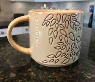 Starbucks Coffee/Tea Mug Embossed Leaf Design 2013 14 Oz Brown/Tan - Sold on eBay Jul 31, 2021 for $14.99