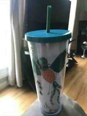Starbucks Quetzal Tumbler Bird Flowers Venti 24 oz Cold W/ Straw Coral Lid - Sold on eBay Jul 24, 2021 for $64.00
