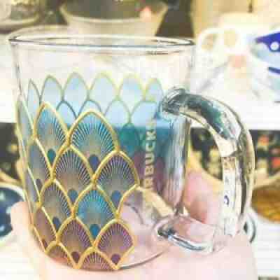 Starbucks China Blue Fish Scale Glass Coffee Mug Limited Edition - Sold on eBay Jul 09, 2021 for $8.00