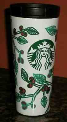 STARBUCKS Coffee Tea Refill Tumbler Holiday Holly Travel Mug January 2017 16 oz - Sold on eBay Aug 02, 2021 for $15.59