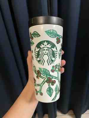 Starbucks 2017 Stainless HOLLY BERRY Christmas Holiday Travel Mug Tumbler 16 oz - Sold on eBay Sep 18, 2021 for $15.00