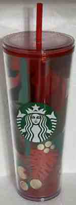 2019 STARBUCKS 24 Oz. Acrylic Cold Cup Tumbler HOLIDAY AUTUMN LEAVES HOLLY Rare - Sold on eBay Aug 14, 2021 for $21.00