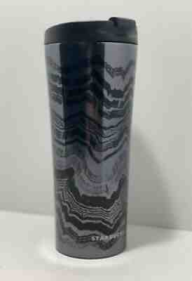 Starbucks 2017 Stainless Steel Charcoal Gray Tumbler With Black Wavy Lines 16oz - Sold on eBay Aug 28, 2021 for $18.00