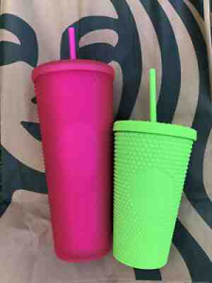 Starbucks Tumbler Neon Pink 24 Oz & Neon Green 16 Oz Fall 2021 *New In Hand* - Sold on eBay Aug 27, 2021 for $58.00