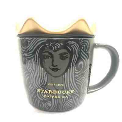 Starbucks Ceramic Mug 12oz. Black Siren with Golden crown Lid - Sold on eBay Jul 17, 2021 for $67.00