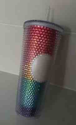 Starbucks RAINBOW Pride Studded Bling Tumbler Venti/24oz- LIMITED EDT Cold Cup - Sold on eBay Aug 26, 2021 for $42.00