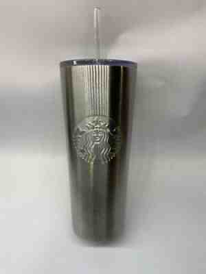 Starbucks 24 oz. Stainless Steel Silver Siren Cold Cup Tumbler with Straw - Sold on eBay Aug 20, 2021 for $24.99