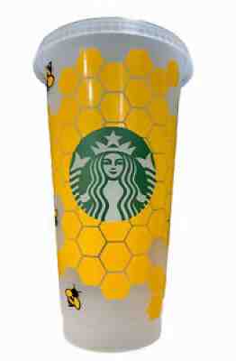 Bee Honey Starbucks Reusable Cold Cup Tumbler Venti 24 oz Custom Decal W/ Name - Sold on eBay Aug 26, 2021 for $12.99