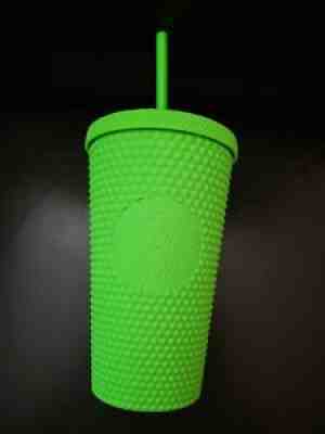 Fall 2021 Grande Starbucks Neon Green Studded Bling 16oz Grande Cold Cup Tumbler - Sold on eBay Sep 14, 2021 for $20.60