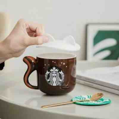2021 Starbucks Classic Ceramic Tea Cup w/ lid coaster spoon Squirrel Coffee Mugs - Sold on eBay Sep 11, 2021 for $29.99