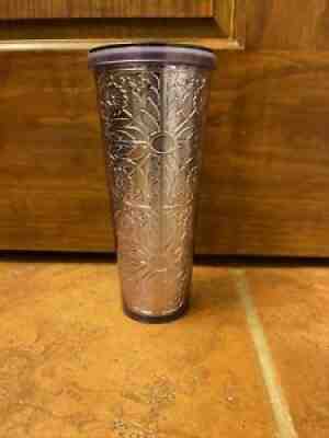 RARE Starbucks Purple Embossed Tin Floral Metallic Foil Tumbler (NO STRAW) - Sold on eBay Jul 09, 2021 for $180.00