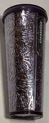 Starbucks Embossed Metallic Tin Foil Tumbler with Lid Purple Floral 24 Ounces - Sold on eBay Jul 29, 2021 for $180.00