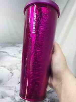 STARBUCKS 2017 Pink Magenta Embossed Foil Metallic Floral Tumbler - Sold on eBay Jul 11, 2021 for $117.61