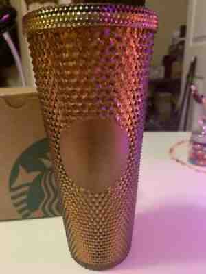 *STARBUCKS* GOLD Honeycomb Studded Tumbler/Cold Cup- VENTI (50 anniversary) - Sold on eBay Aug 23, 2021 for $25.99