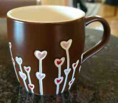 Starbucks 2009 Brown Matte Engraved Floating Hearts Flowers Mug 14 Oz Hand Paint - Sold on eBay Jul 15, 2021 for $12.99