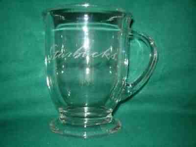 Starbucks Coffee Tea Mug Cup 16 oz Pedestal Clear Etched Script - Sold on eBay Aug 22, 2021 for $7.50