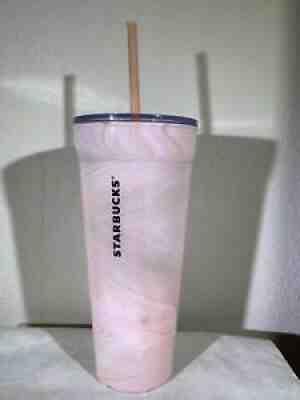 Starbucks Glass Pink Marble Swirl Tumbler - 2017 - 20 oz - Sold on eBay Jul 26, 2021 for $10.00