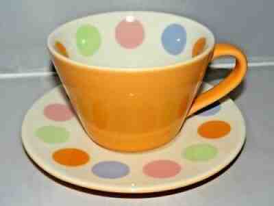 STARBUCKS Creamsicle Pastel Polka Dot 12oz Coffee Latte Mug & Saucer Orange 2006 - Sold on eBay Jun 29, 2021 for $9.34