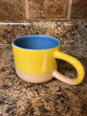 Starbucks Terra Cotta Two Tone Yellow Blue Long Handle Coffee Mug 12 oz 2017 - Sold on eBay Jul 18, 2021 for $11.00