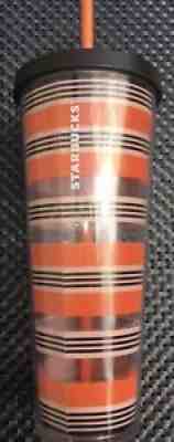 Starbucks Halloween 2018 Orange Black Stripes Acrylic Cold Cup Tumbler Rare 24oz - Sold on eBay Aug 09, 2021 for $15.50