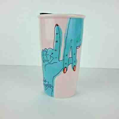Starbucks Los Angeles Hands Ceramic Pink Traveler Tumbler Coffee Mug 12oz 2017 - Sold on eBay Sep 16, 2021 for $49.97