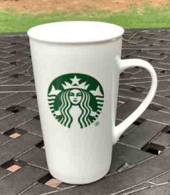 Starbucks White Tall Ceramic Coffee Mug Classic Green Mermaid Logo Cup 16oz - Sold on eBay Aug 14, 2021 for $8.99