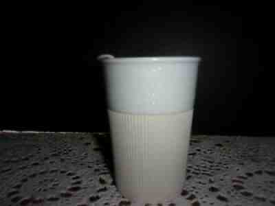 NEW Starbucks 2013 Ceramic Travel Cup Rubber Grip Sleeve 8oz White Ivory w/Lid - Sold on eBay Aug 06, 2021 for $7.00