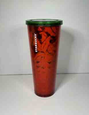 STARBUCKS Red Flowers Berries Abstract Faceted Cold Cup TUMBLER 24Oz NO STRAW - Sold on eBay Aug 15, 2021 for $24.00
