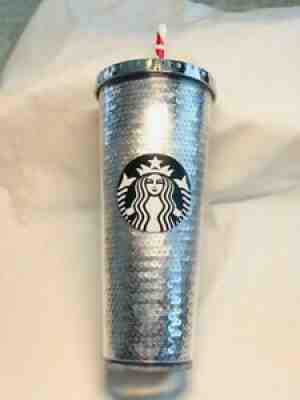 Starbucks Silver Sequins Tumbler 24 oz Cup Limited Edition 2017 Black Logo RARE - Sold on eBay Aug 04, 2021 for $17.50