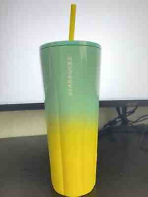 Starbucks Summer 2021 Stainless Steel Ombre Yellow Teal 24oz Tumbler New - Sold on eBay Jun 30, 2021 for $19.50