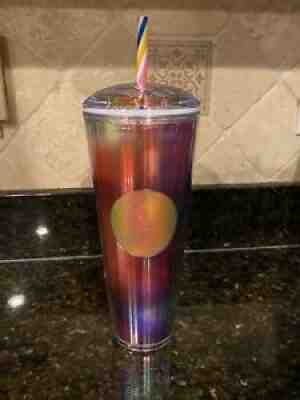 Starbucks Coffee 2021 Kaleidoscope Rainbow Pride 24 oz Tumbler Cup New - Sold on eBay Aug 21, 2021 for $10.50