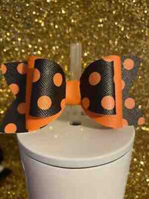 Black & Orange Polka dots Bow Straw Topper Starbucks, Dunkinâ??, Krispy Kreme - Sold on eBay Aug 22, 2021 for $5.00