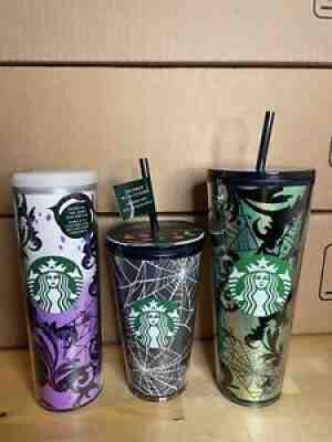 2021 STARBUCKS HALLOWEEN 3 CUP BUNDLE! Glow In The Dark Spiderweb and Gold Foil - Sold on eBay Sep 18, 2021 for $120.00