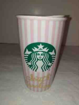 Starbucks South Carolina Ceramic Tumbler Pink And White Stripe RARE HTF - Sold on eBay Aug 30, 2021 for $99.99