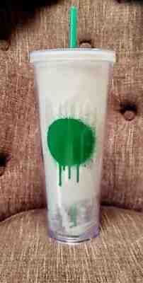 STARBUCKS TUMBLER GREEN DOT GRAFFITI 24 OZ RETIRED STREET ART - Sold on eBay Jul 27, 2021 for $19.95