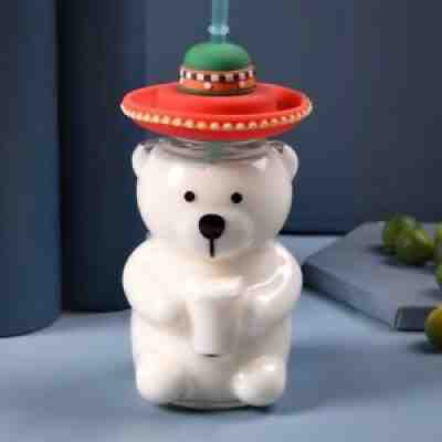 2021 Hot Starbucks Milk Straw Hat Bear Mugs Glass Cup Straw Coffee Cup Tumbler - Sold on eBay Sep 18, 2021 for $35.99