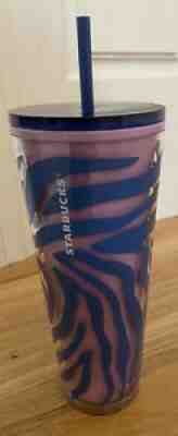 NWT Starbucks Summer 2021 Pink and Blue Zebra Print Venti 24oz Acrylic Tumbler - Sold on eBay Jun 23, 2021 for $24.99
